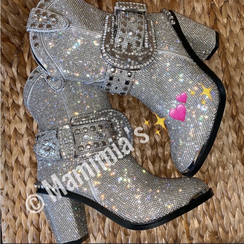 Sparkling Silver Rhinestone Women's Boots